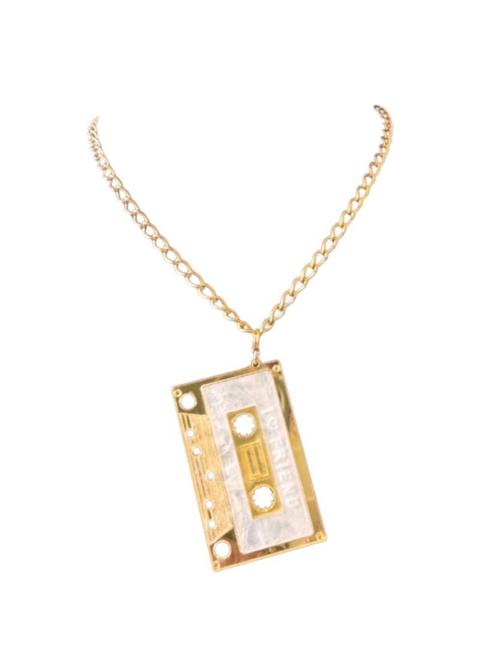 Whimsical Mixed Tape Necklace Gold Toned